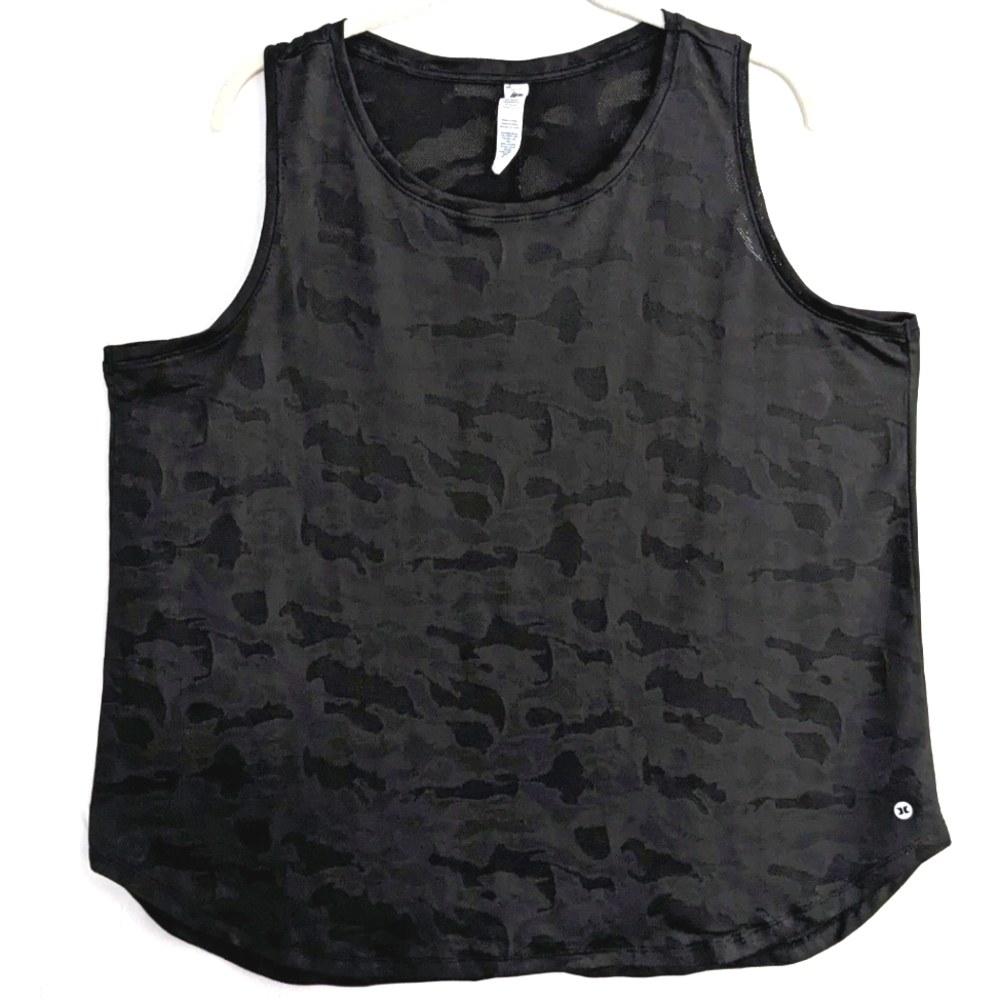RBX Black Camo Mesh Activewear Tank Top 1X Stretch Athletic